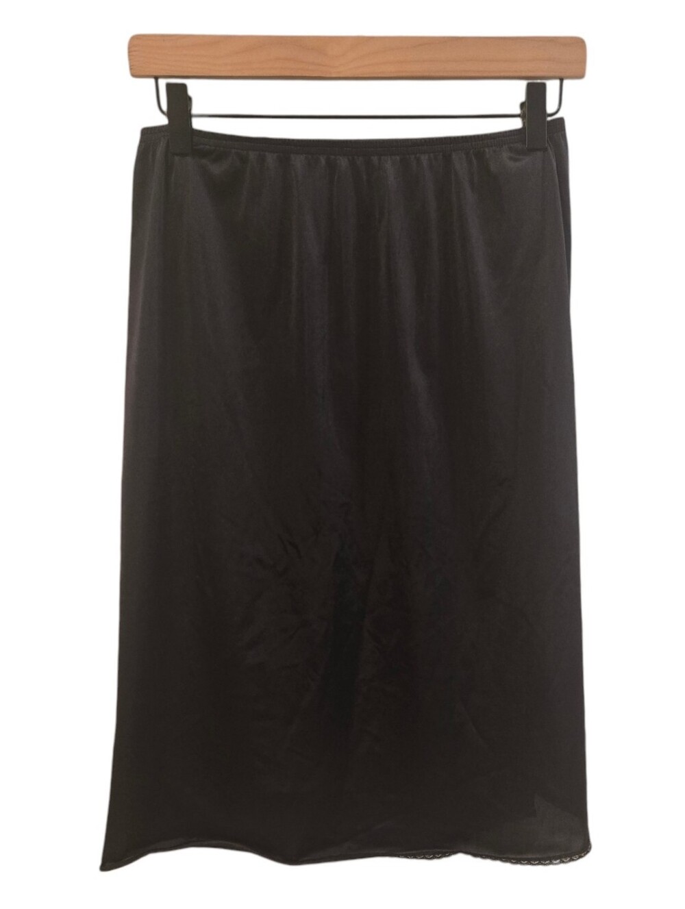Vintage Vassarette Black Silky Lace Trim Half Slip Medium
